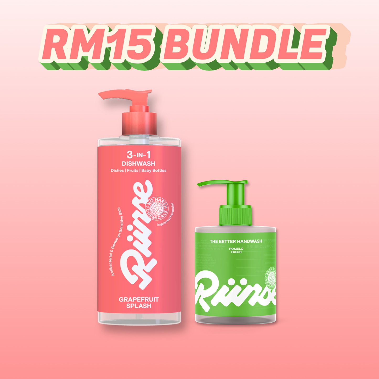 11.11 3-in-1 Dishwash Grapefruit Splash 600ml + Handwash Pomelo Fresh 300ml