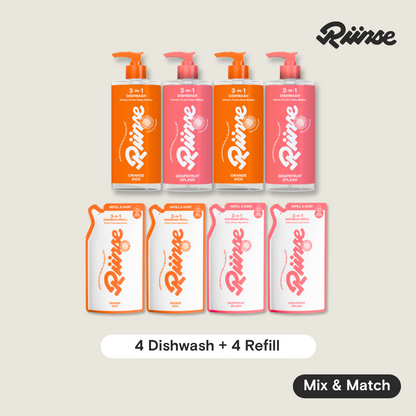 3-in-1 Dishwash Bottle & Refill